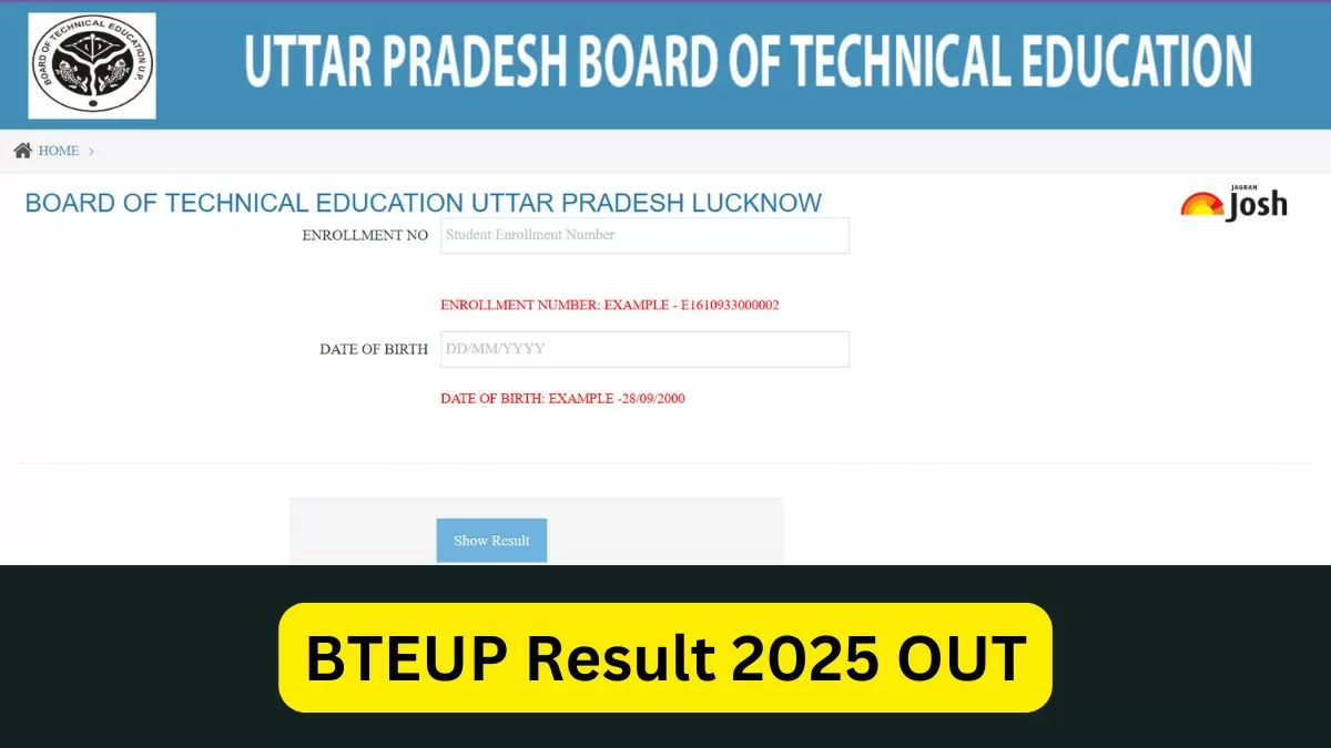 BTEUP Result 2025 जारी, bteup.ac.in पर एनरोलमेंट नंबर और जन्मतिथि दर्ज करके मार्कशीट डाउनलोड कर सकते हैं।