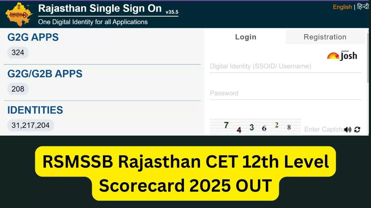 RSMSSB Rajasthan CET 12th Level Scorecard 2025 OUT