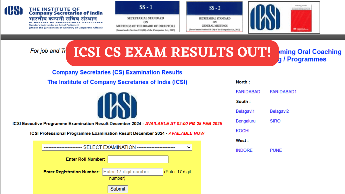 ICSI Result December 2024 CS Professional, Executive