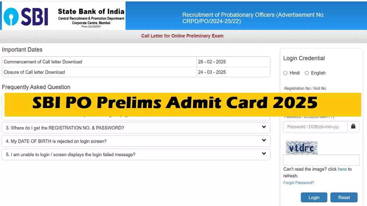 Get all details about SBI PO Admit Card 2025 Download
