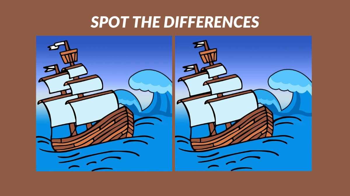 Spot 3 differences between the ship in the sea pictures in 15 seconds! 
