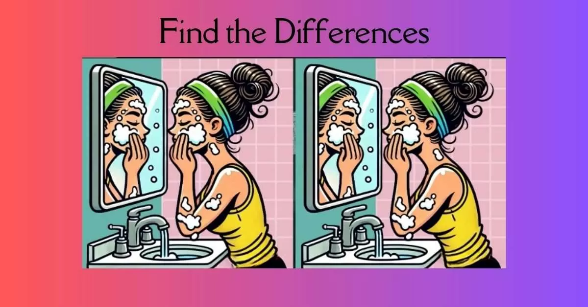 Spot the 3 Differences in Girl Washing Her Face