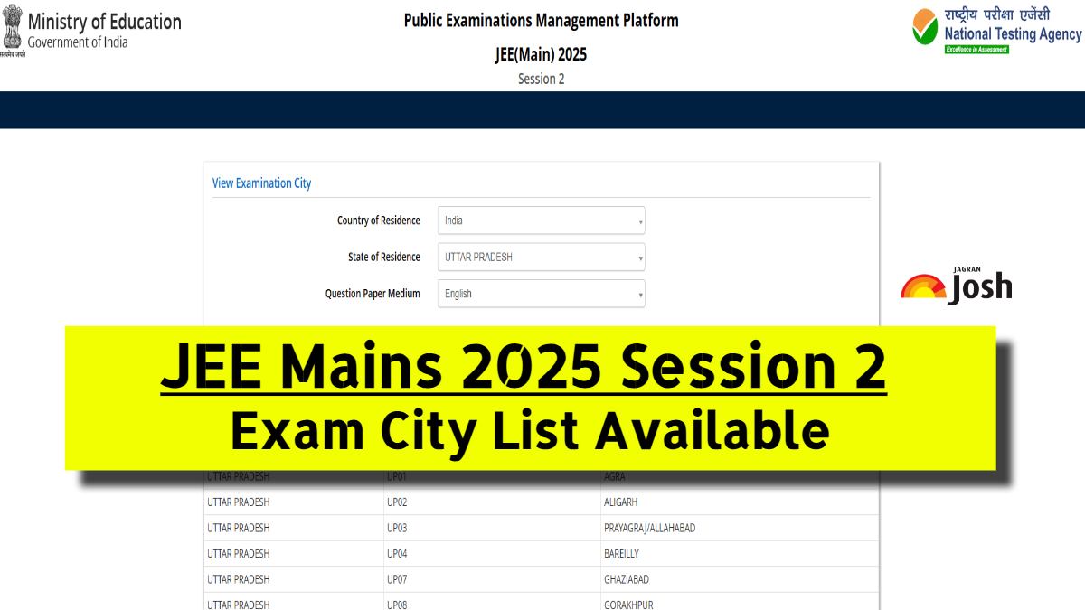 JEE Mains 2025 Exam City List Session 2 Available at jeemain.nta.nic.in: Check Your Exam Centre Here