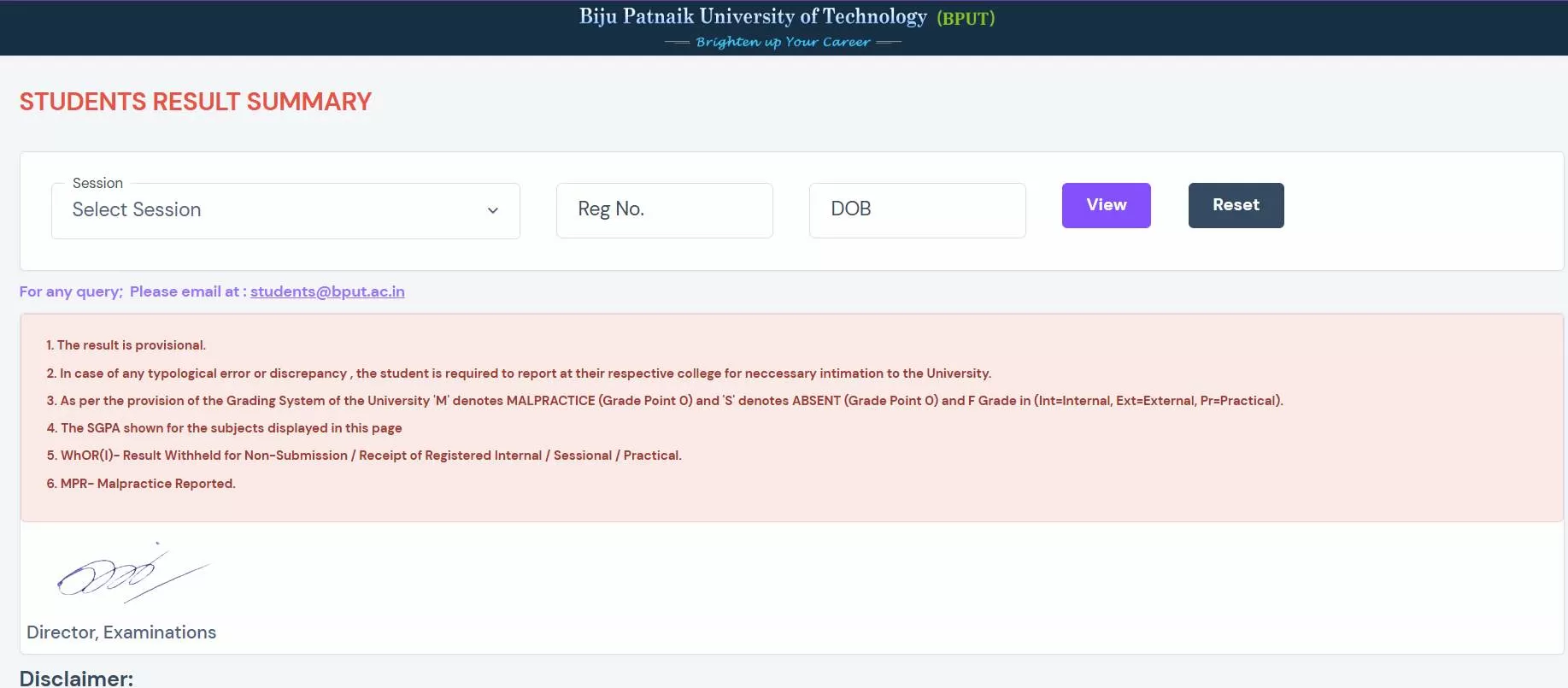 BPUT Result 2025 