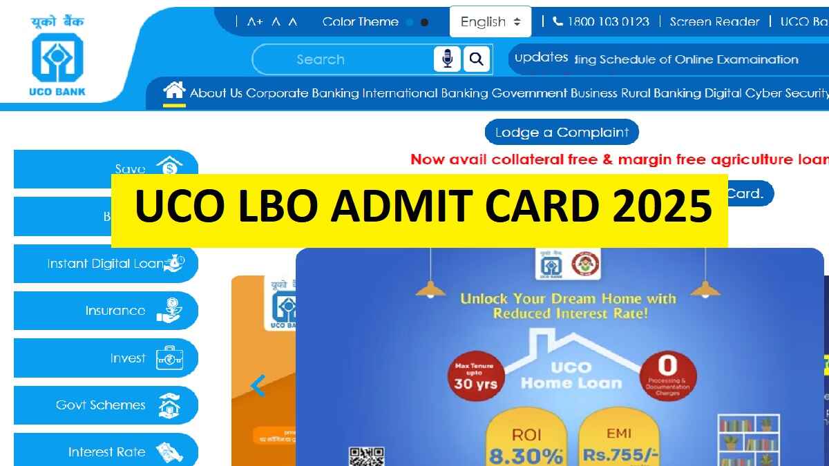 UCO Bank Admit Card 2025 Soon at ucobank.com, LBO Exam on 24 Feb