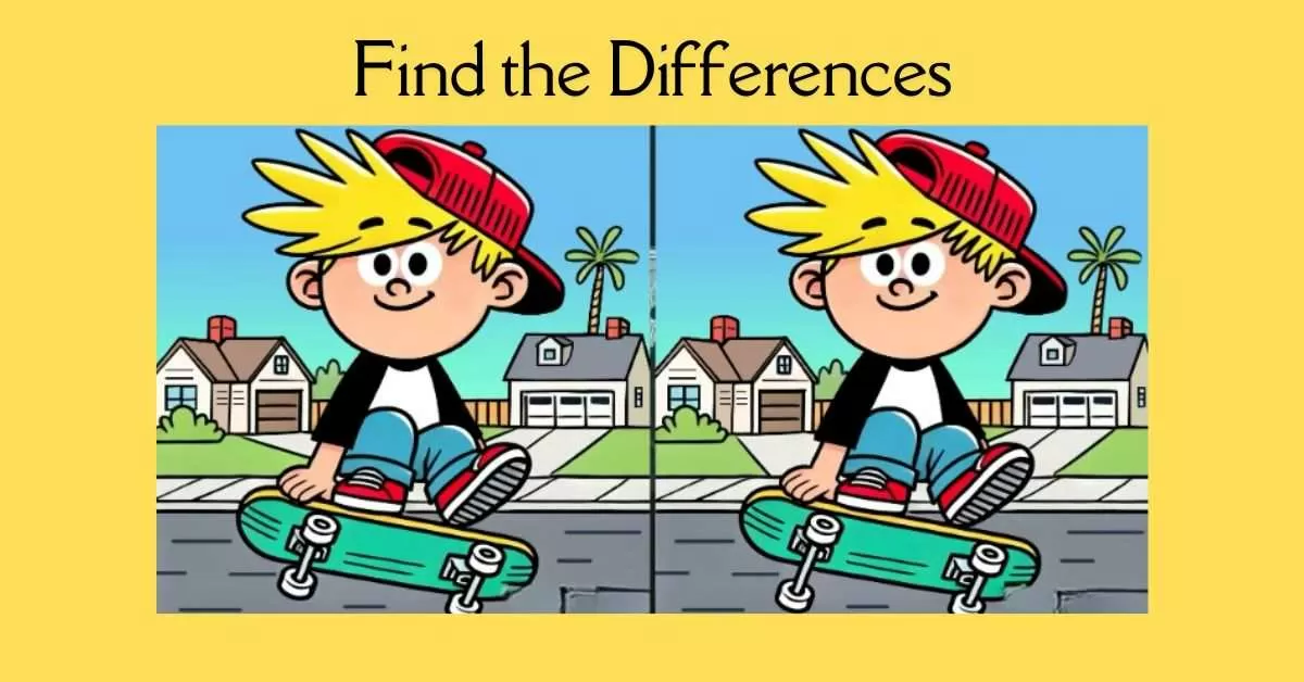 Spot the 3 Differences in Guy Skateboarding