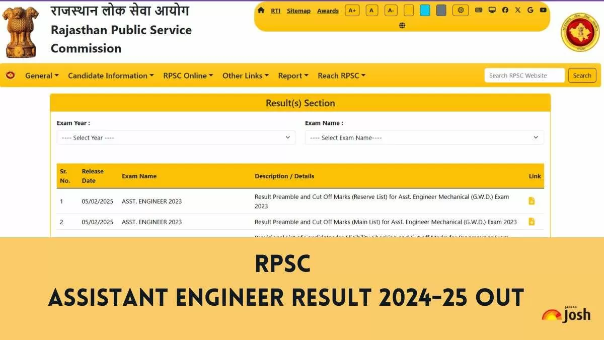 RPSC Assistant Engineer Result डाउनलोड लिंक यहां से प्राप्त करें।