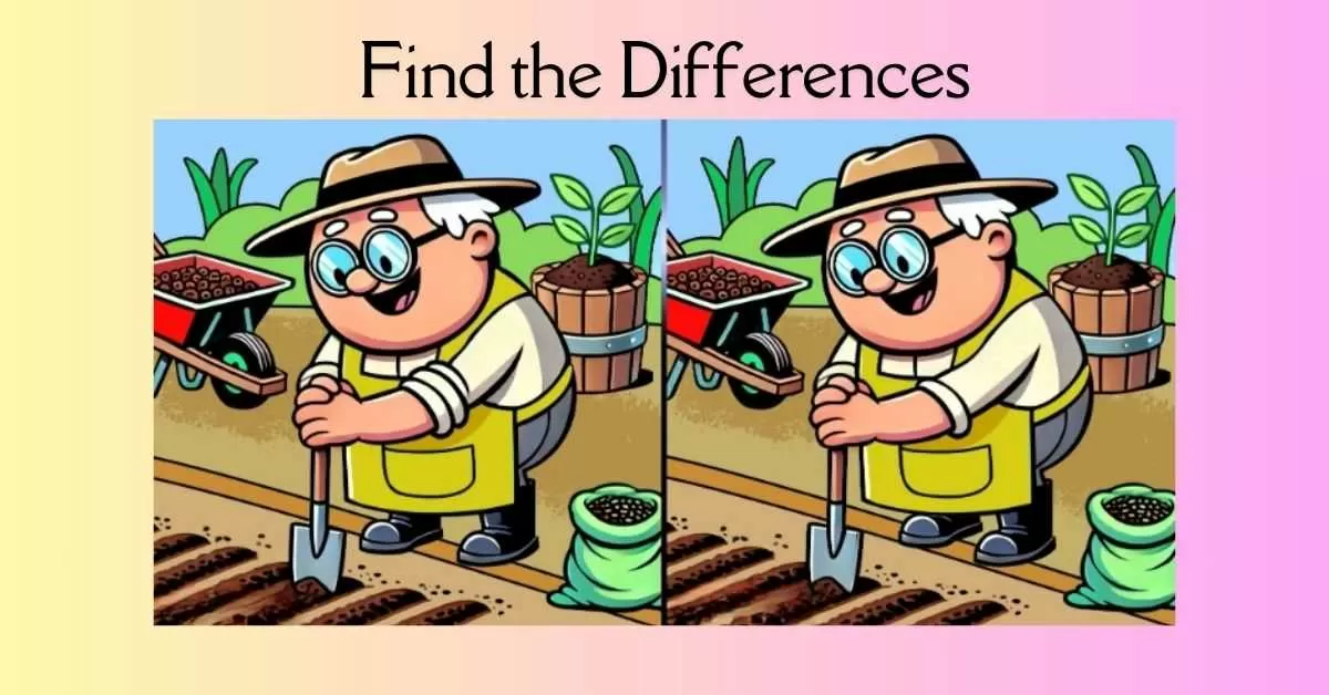 Spot the 3 Differences in Old Man Doing Farming
