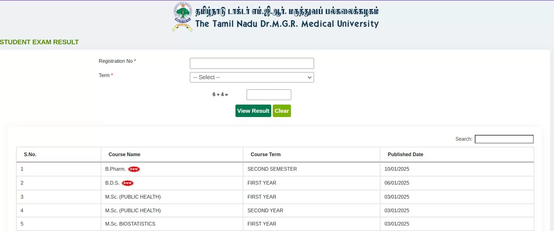 Dr MGR Medical University Results 2024-25 Out