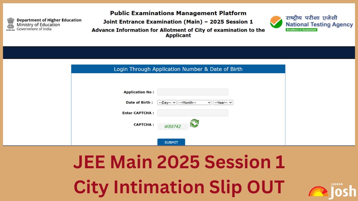 JEE Main City Intimation Slip 2025 Out Download NTA City Information