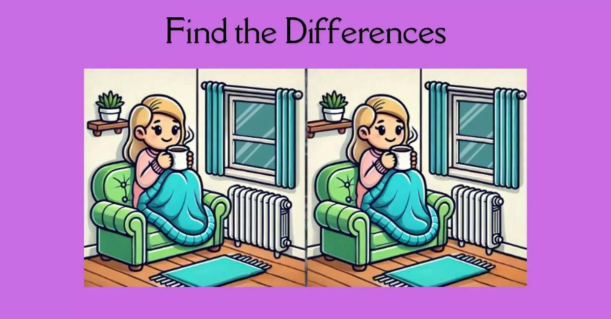 Spot the 3 Differences in Girl Enjoying Coffee