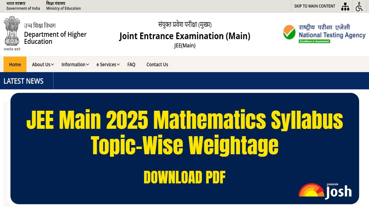 JEE Main 2025 Maths Syllabus PDF Download Updated Syllabus with Weightage