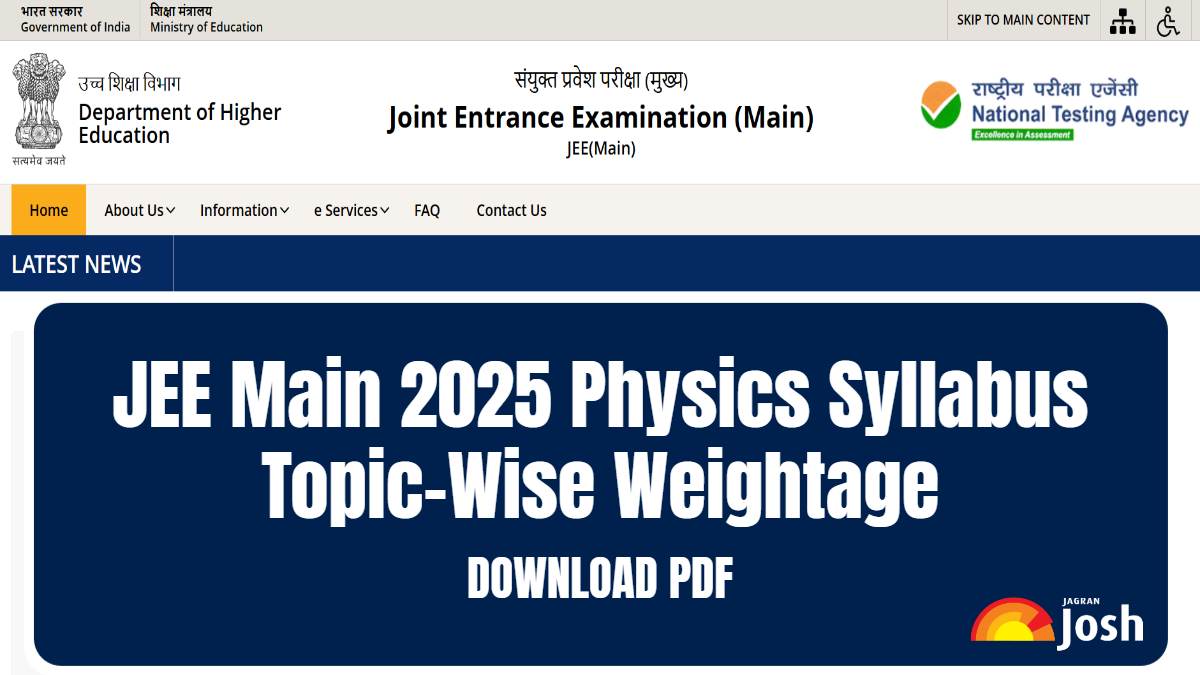 JEE Main 2025 Physics Syllabus PDF Download at jeemain.nta.nic.in