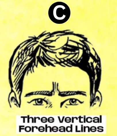 3 Vertical Lines Forehead Personality Test