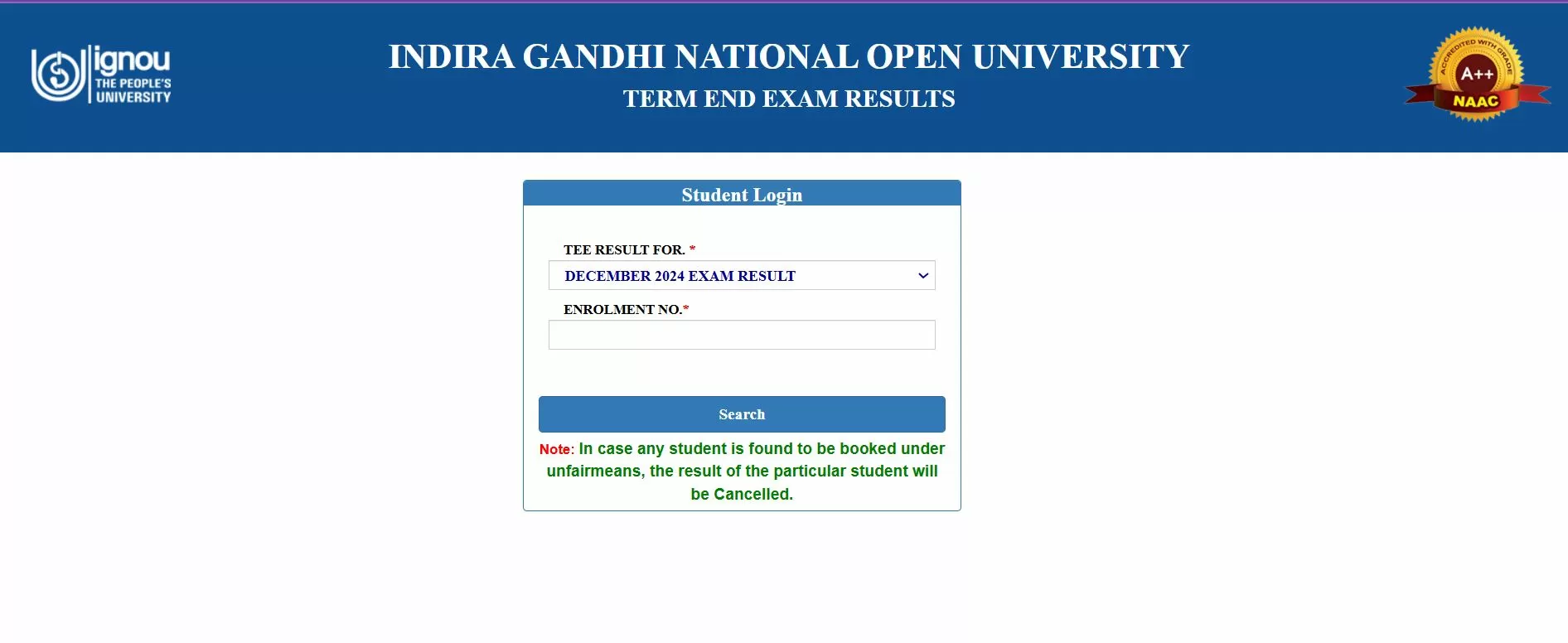 IGNOU December TEE Result 2024-25 OUT