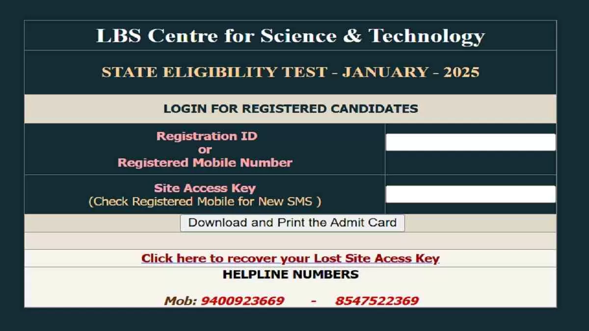 Get all details for Kerala SET 2025