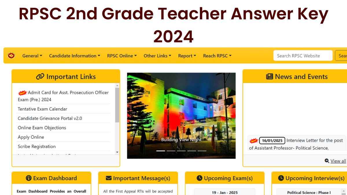 RPSC 2nd Grade Teacher Answer Key 2024 OUT: वरिष्ठ अध्यापक परीक्षा की उत्तर कुंजी जारी, 18 जनवरी से दर्ज करें आपत्ति  