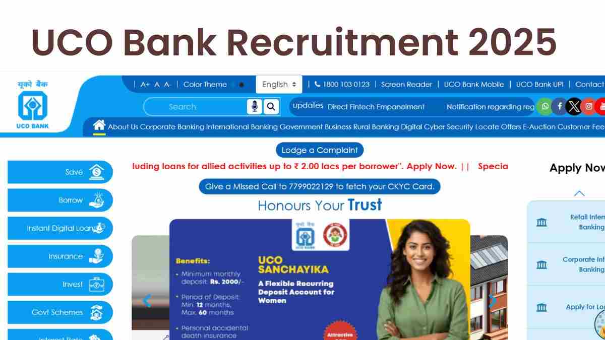 UCO Bank Recruitment 2025: यूको बैंक में एलबी के पदों पर निकली भर्ती, यहाँ देखें पूरी डिटेल्स