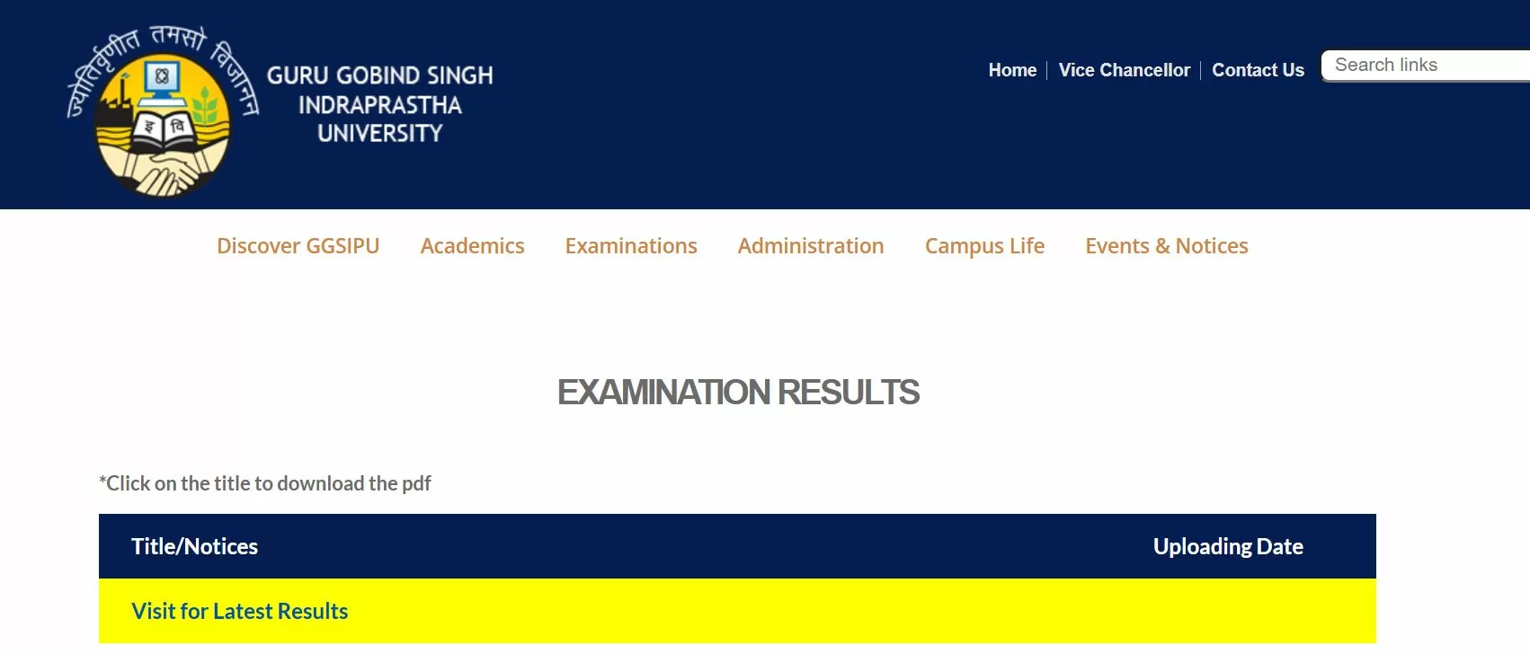 Guru Gobind Singh Indraprastha University Result Link