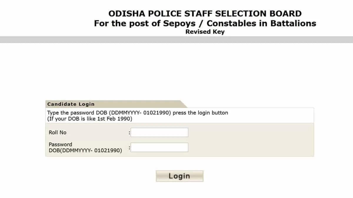 Odisha Police Constable Revised Answer Key 2024
