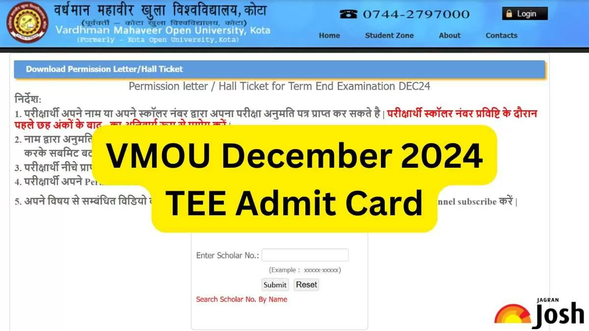 VMOU December 2024 TEE Admit Card