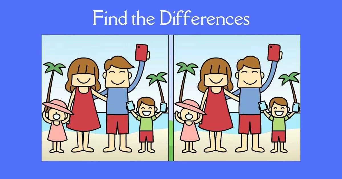Spot the 3 Differences in Family Enjoying Vacation