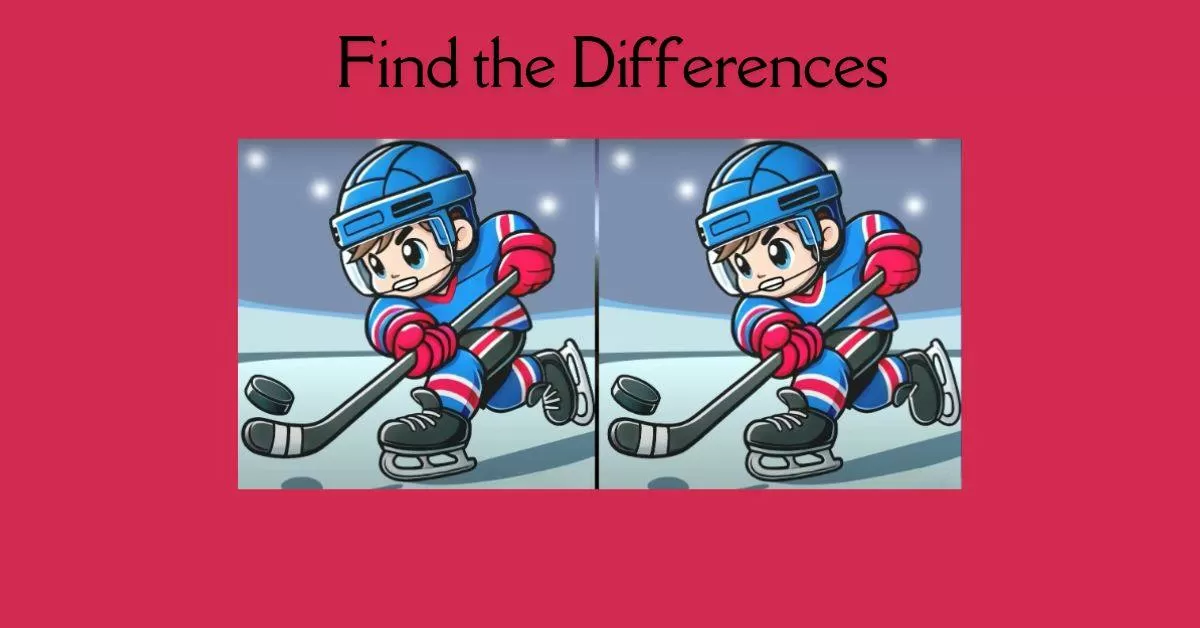 Spot the 3 Differences in Boy Playing Ice Hockey