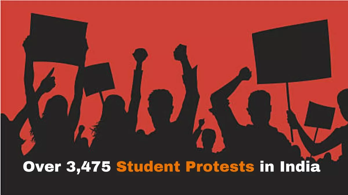 NCRB data reveals over 3,475 student protests occurred in India between 2014 and 2022. 