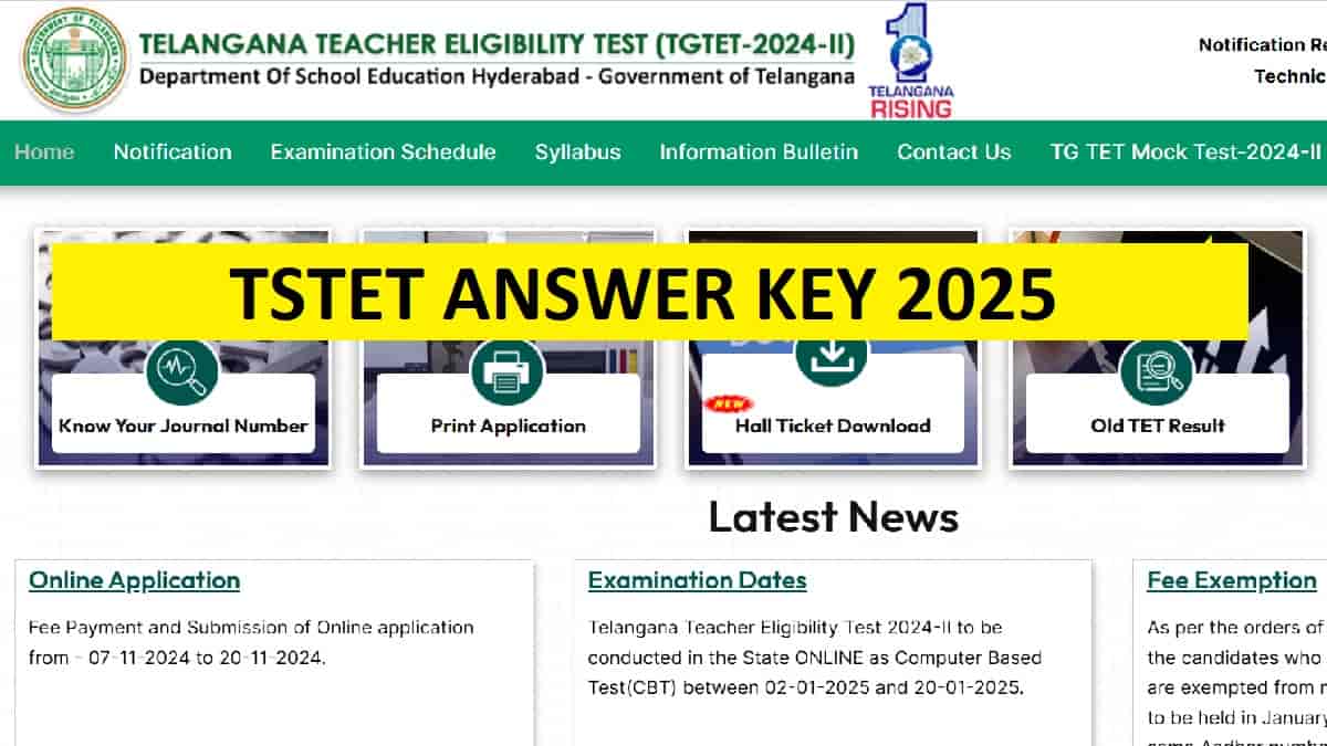 TS TET Answer Key 2025 OUT at Download TSTET