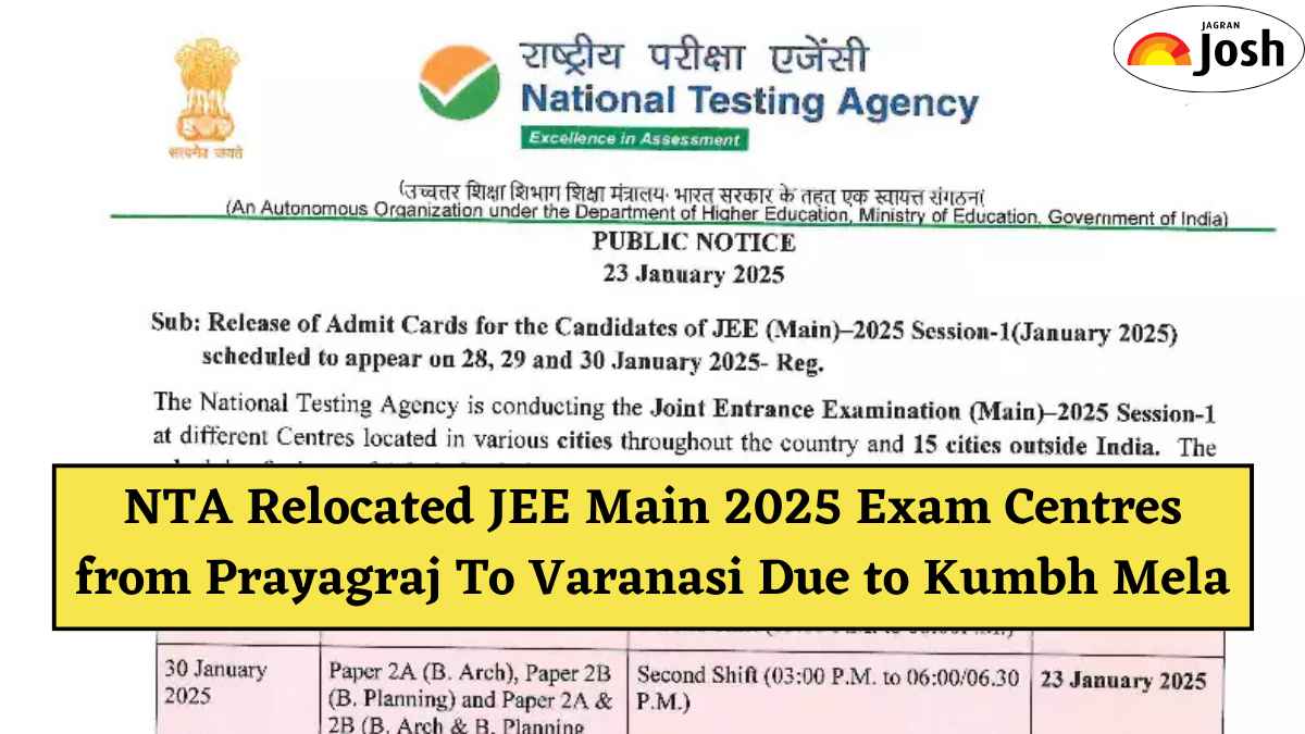 NTA Relocated JEE Main 2025 Exam Centres from Prayagraj To Varanasi Due to Kumbh Mela, Check Official Details Here