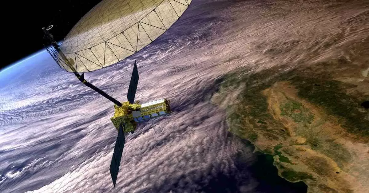 NISAR, a NASA-ISRO collaboration, will use synthetic aperture radar to study Earth’s changing land and ice surfaces. The spacecraft, shown in an artist’s rendering, will launch from India.