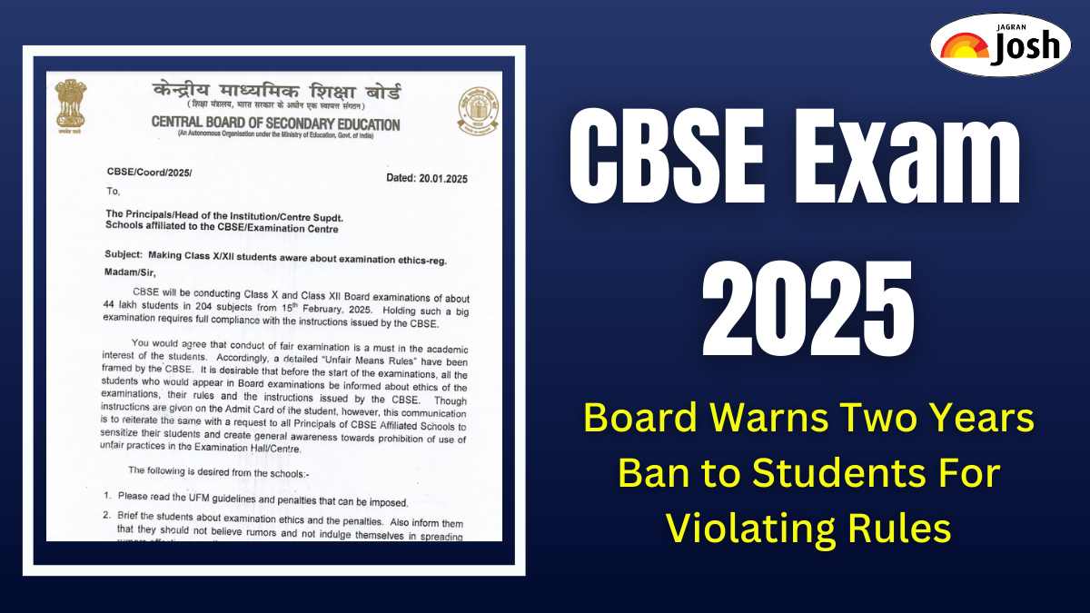 CBSE Exam 2025 - Board Warns Two Years Ban to Students For Violating Rules