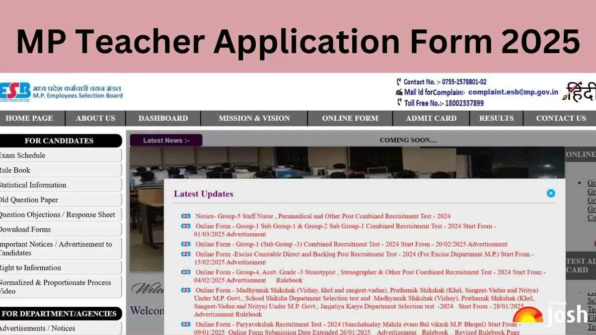 MP Teacher Application Form 2025 for 10,758 Vacancies to be Released Today – Direct MP TET Varg 2 Registration Link Here