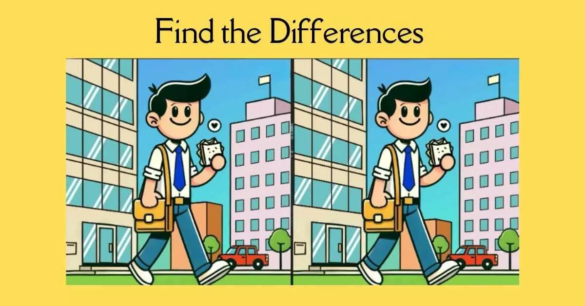 Spot the 3 Differences in Guy Going to Office