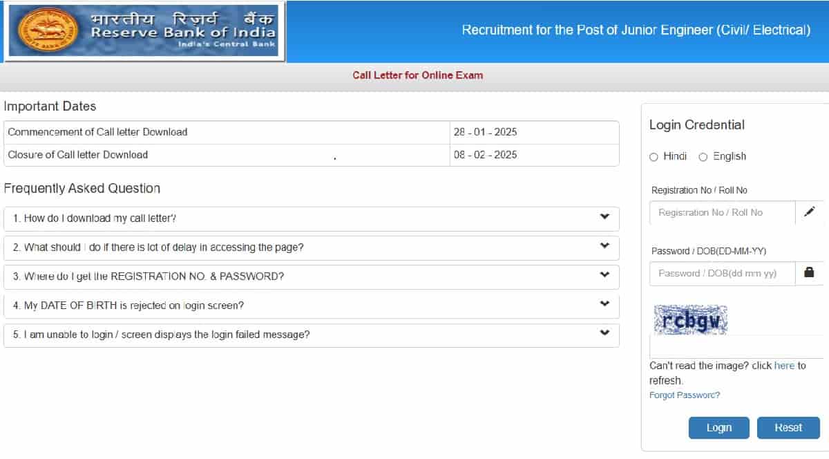RBI JE Admit Card 2025 OUT at rbi.org.in: Download Prelims Call Letter Here