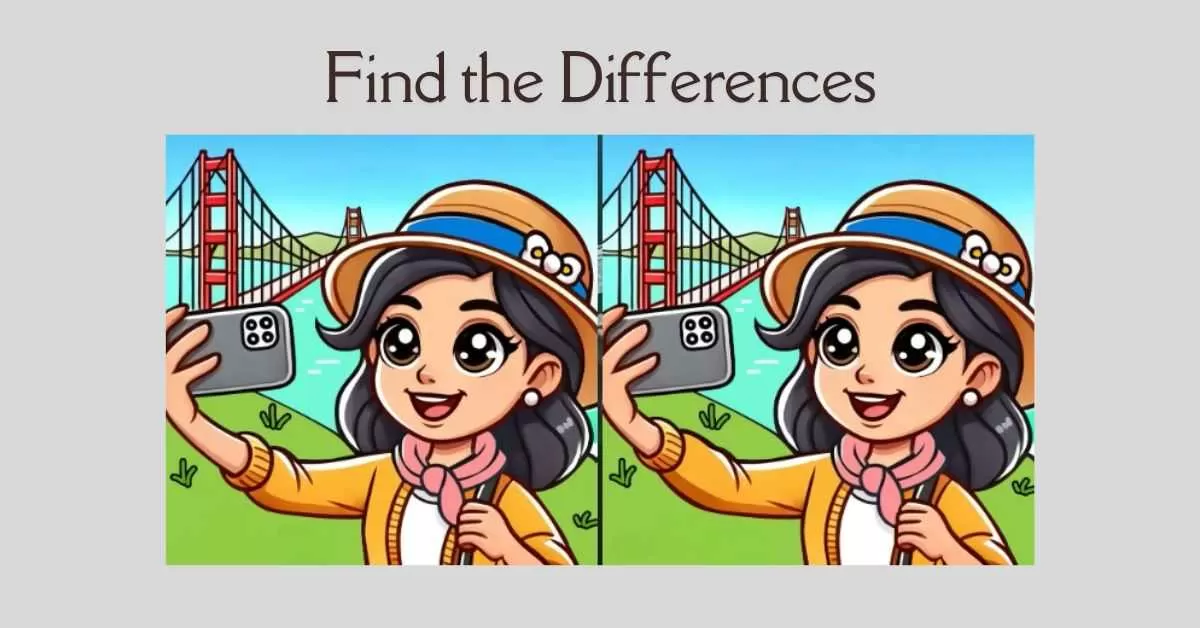 Spot the 3 Differences in Girl Taking Selfie