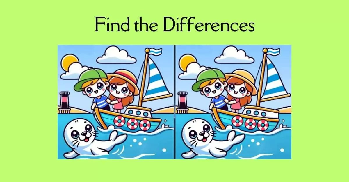 Spot the 3 Differences in Guy and Girl Sailing on Boat