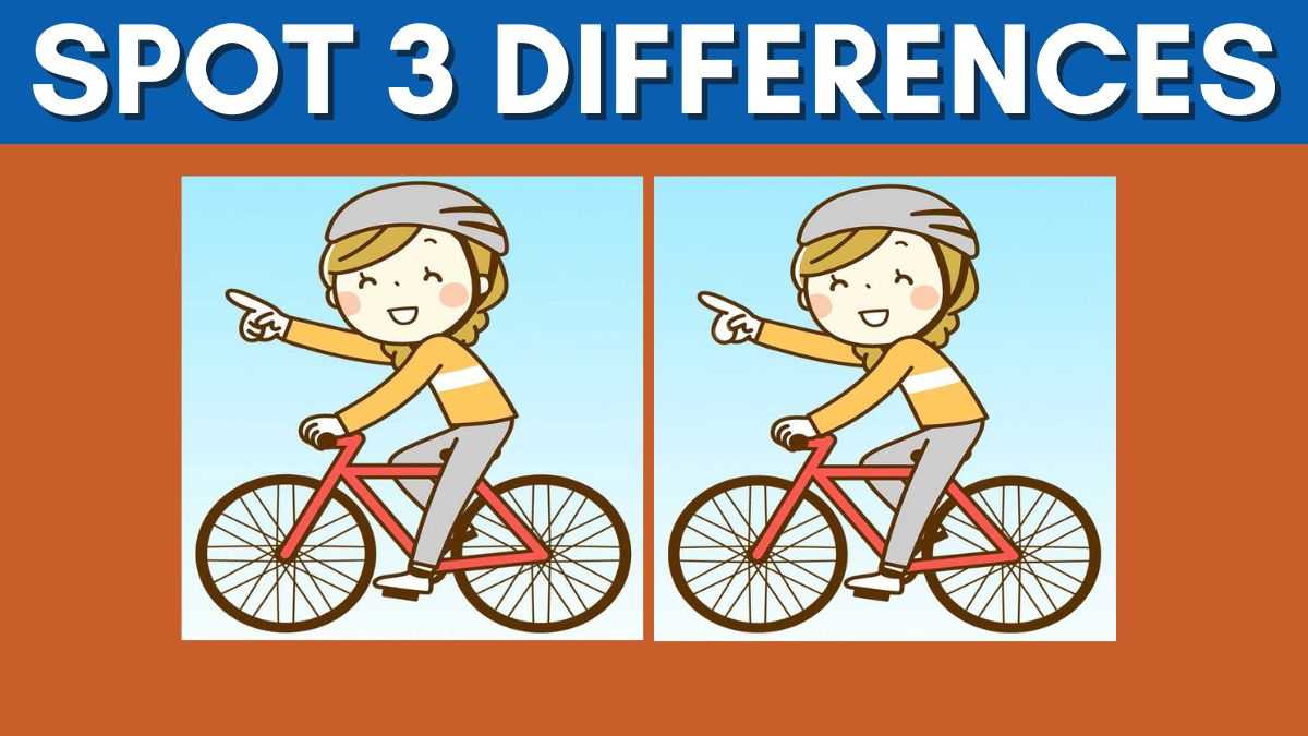 Spot the Differences: Spot 3 Differences Between the Girl Cycling Pictures in 18 Seconds! 