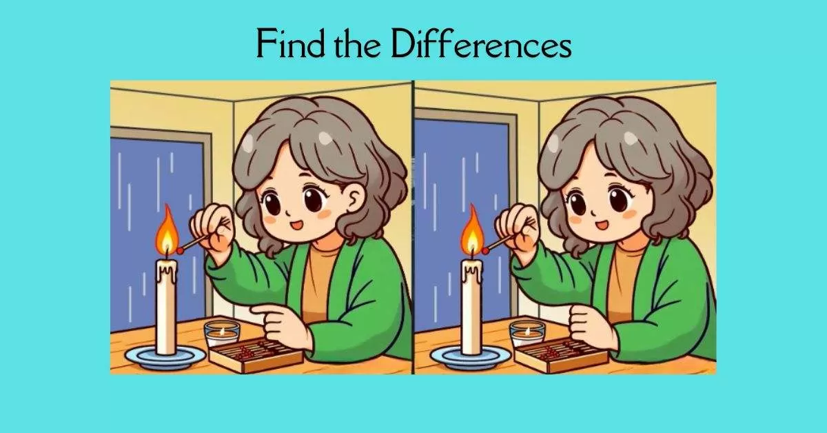 Spot the 3 Differences in Girl Lighting a Candle