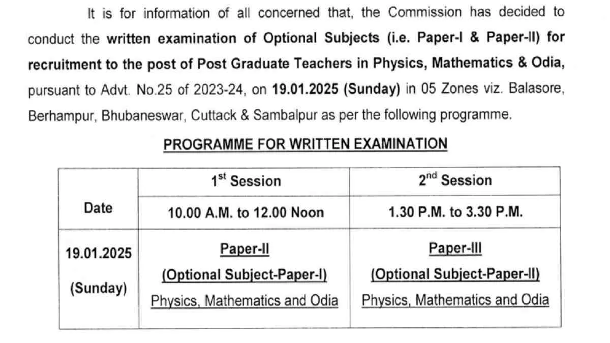 OPSC PGT Exam Date 2025