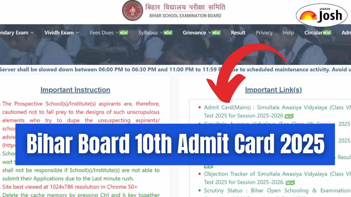 Bihar Board 10th Admit Card 2025 Now Available, Check Details at secondary.biharboardonline.com 