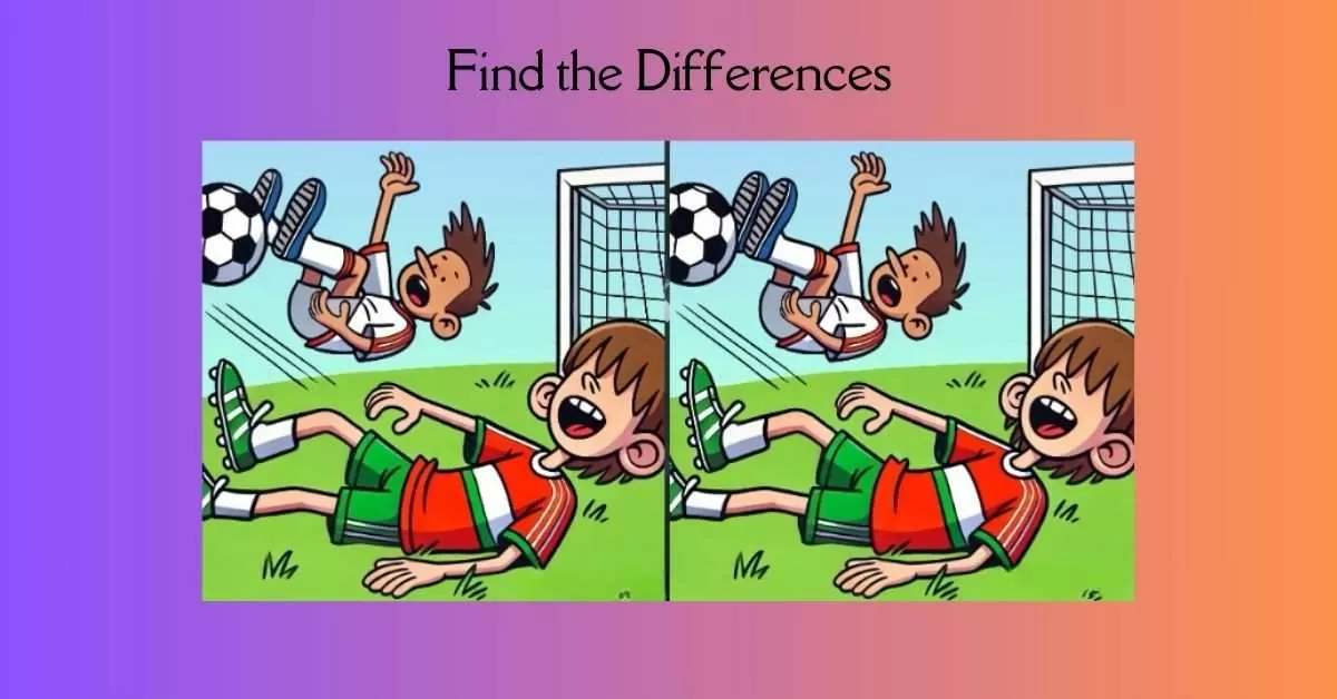 Spot the 3 Differences in Boys Playing Football