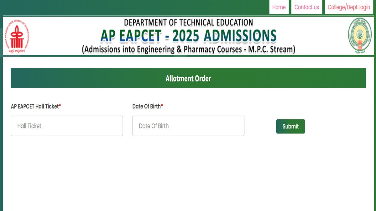 AP EAMCET 2025 Seat Allotment Result LIVE: EAPCET Counselling Round 1 Result OUT at eapcet-sche.aptonline.in 