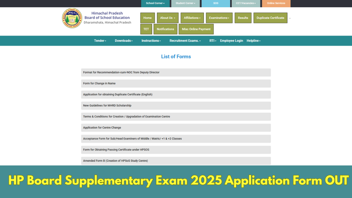HP Board Supplementary Exam 2025 Application Form OUT, Details Here