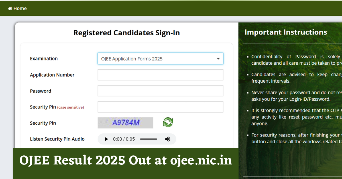 OJEE Result 2025 Out at ojee.nic.in: Get Direct Link Here