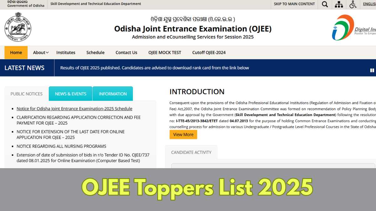 OJEE Toppers List 2025