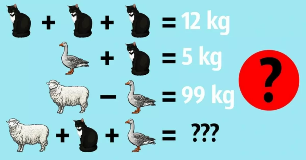 Find the Total Weight of All the Animals in This Mind-Bending Puzzle
