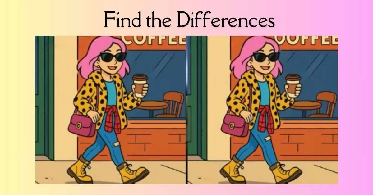 Spot the 3 Differences in Girl Walking With Her Coffee 