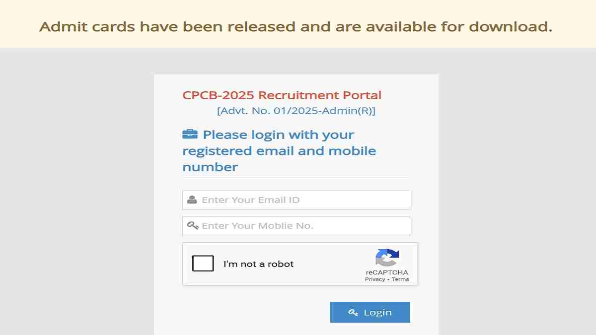 CPCB Admit Card 2025 Out at cpcb.nic.in, Download CPCB Scientist, MTS and other posts Call Letter here 