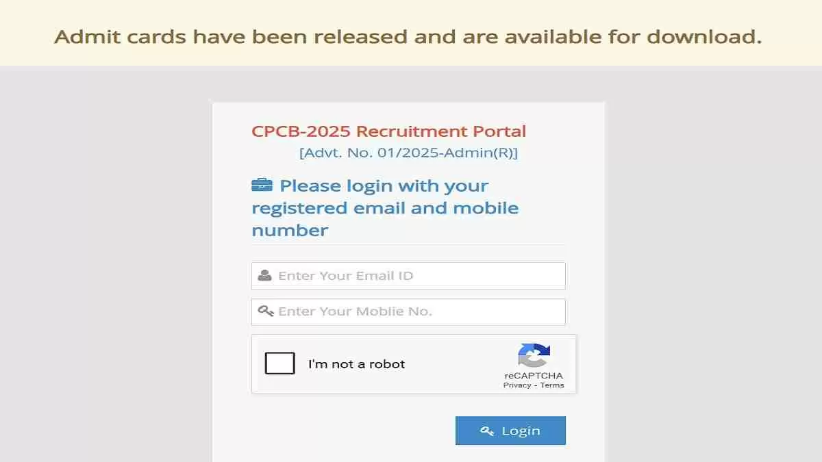 CPCB Admit Card 2025 Out 